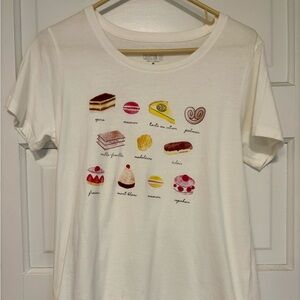 J. Crew White Tee with Colorful Dessert Design